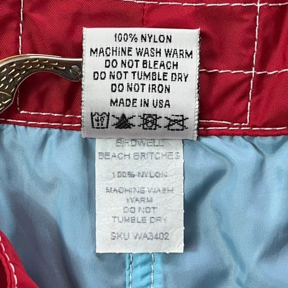 Birdwell Beach Britches Board Shorts Women 12 Red Nylon Pocket USA - Picture 7 of 12